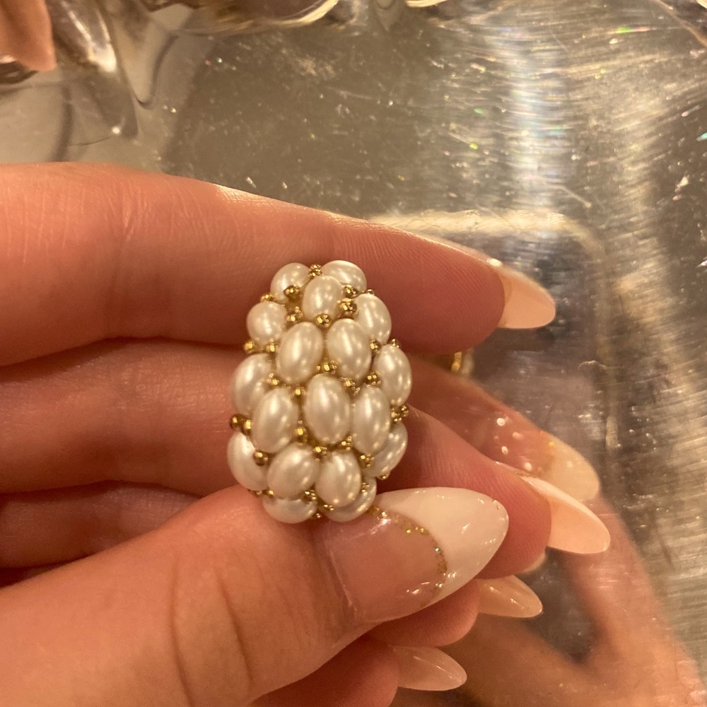 Vintage white clip on earrings